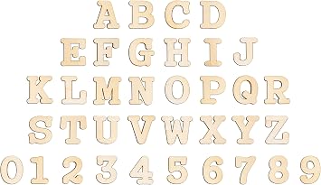 1.2 Inch 342 Pieces Small Wooden Letters and Numbers Crafts Unfinished Wood Alphabet Letters Numbers for Scrapbooking with Extras