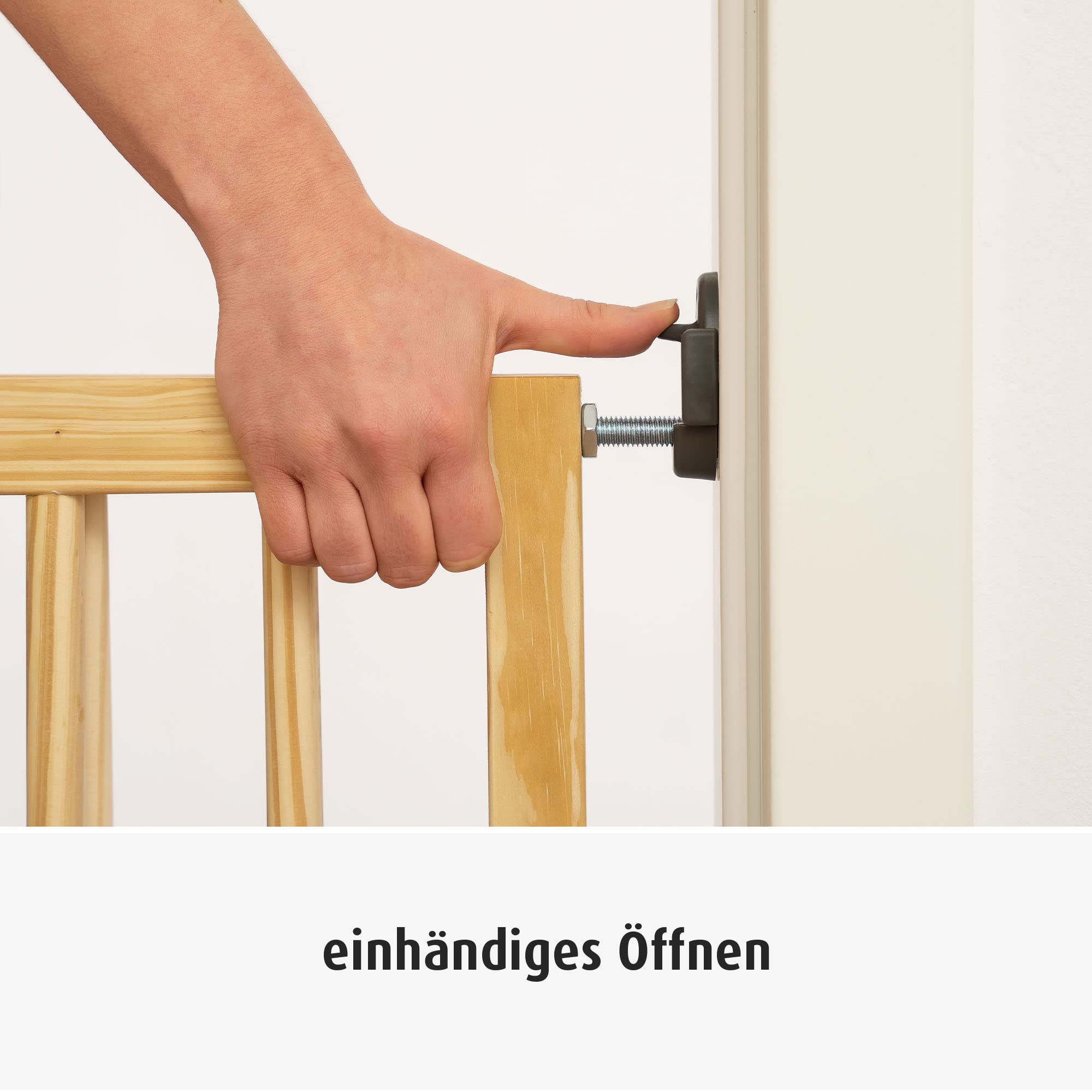 Reer Treppenschutzgitter und Türschutzgitter Basic zum Schrauben, Holz, Stabiler Halt, Durchgangsbreite 65,5-106cm, 46977, Braun, 65,5-106 cm