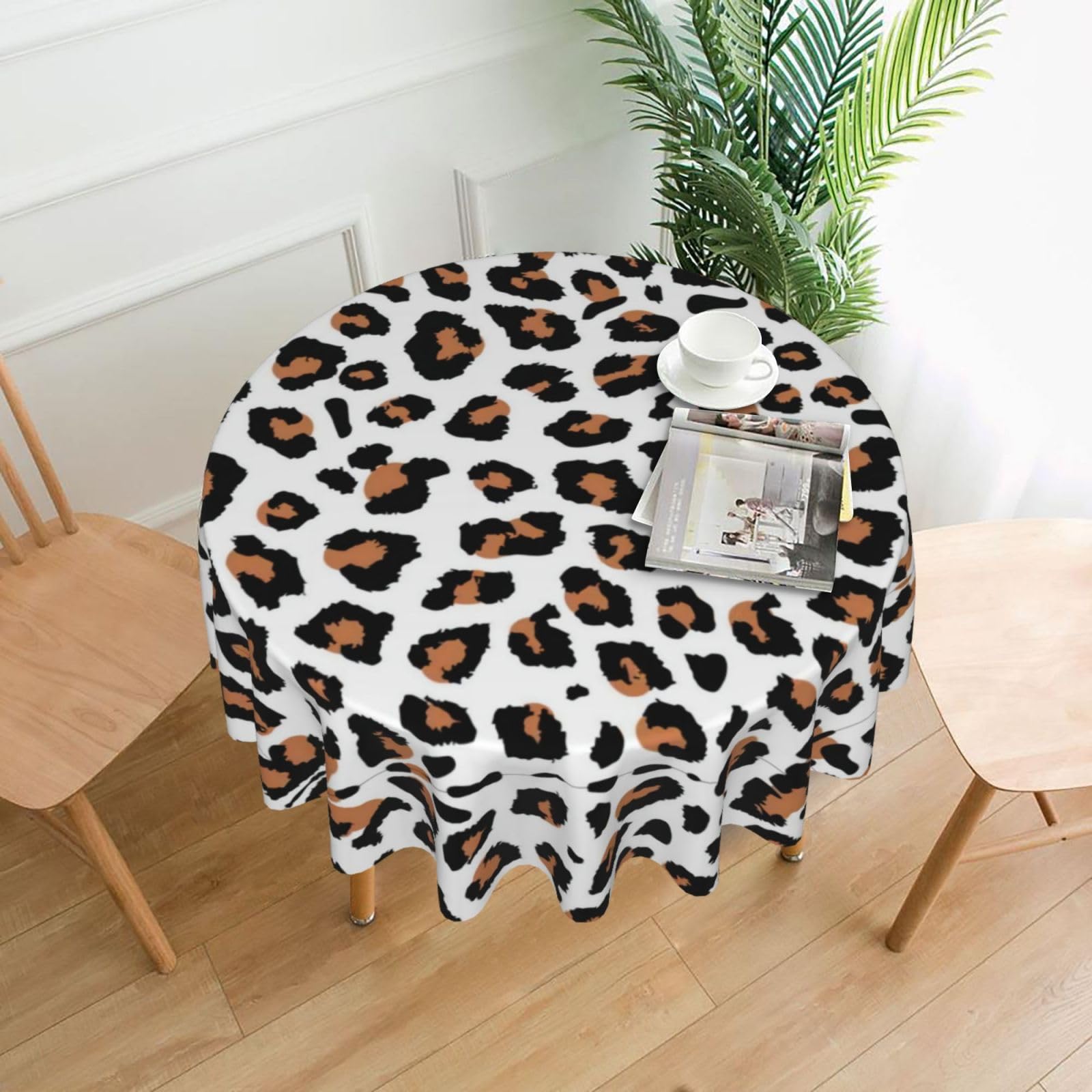 YYHHAOFA Leopard Prints 60in Round Decorative Tablecloth – High-Grade Polyester Throw Cover for Dining, Parties, and Outdoor Events