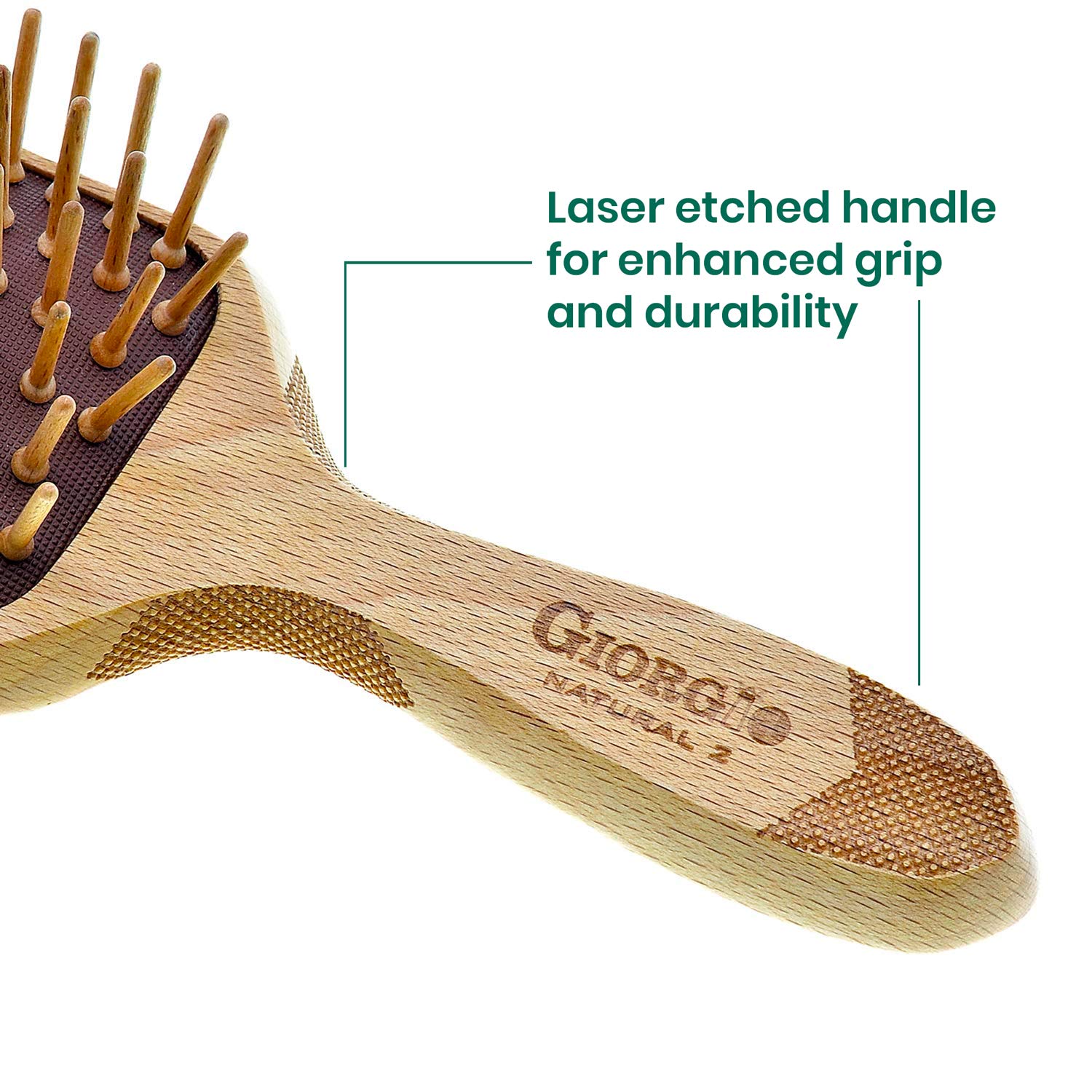 GIORGIOCepillo de pelo Giorgio respetuoso con el medio ambiente, cerdas de madera de haya, antiestático, para hombres y mujeres, para el hogar y viajes, cabello grueso y fino, Bundle, 1.00[set de ]