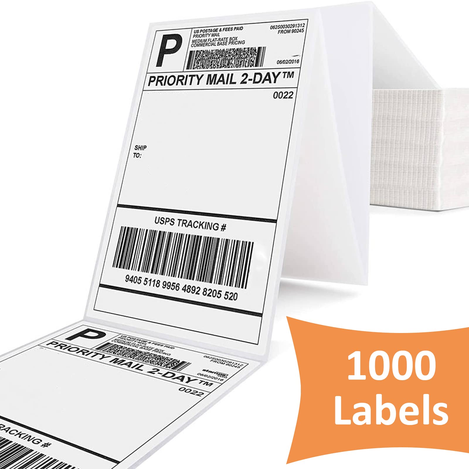 1000 Thermal Labels 4x6 Direct Address Fanfold Shipping Labels 101mm x 152mm White Sticky for Address Mailing - Image 2
