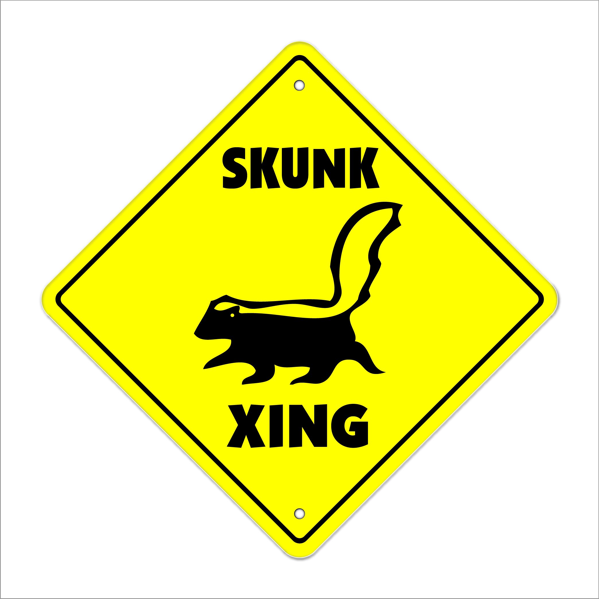 Skunk Crossing Sign Zone Xing | Indoor/Outdoor | 12" Tall Plastic Sign animals funny gag lover stinky joke birthday