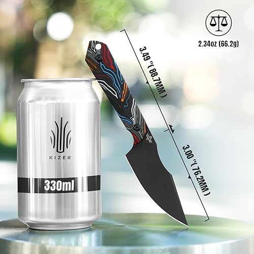 Miniatura 6 de Kizer Maverick Customs Harpoon Cuchillo de hoja fija D2 con mango micarta rojo - 1040E1