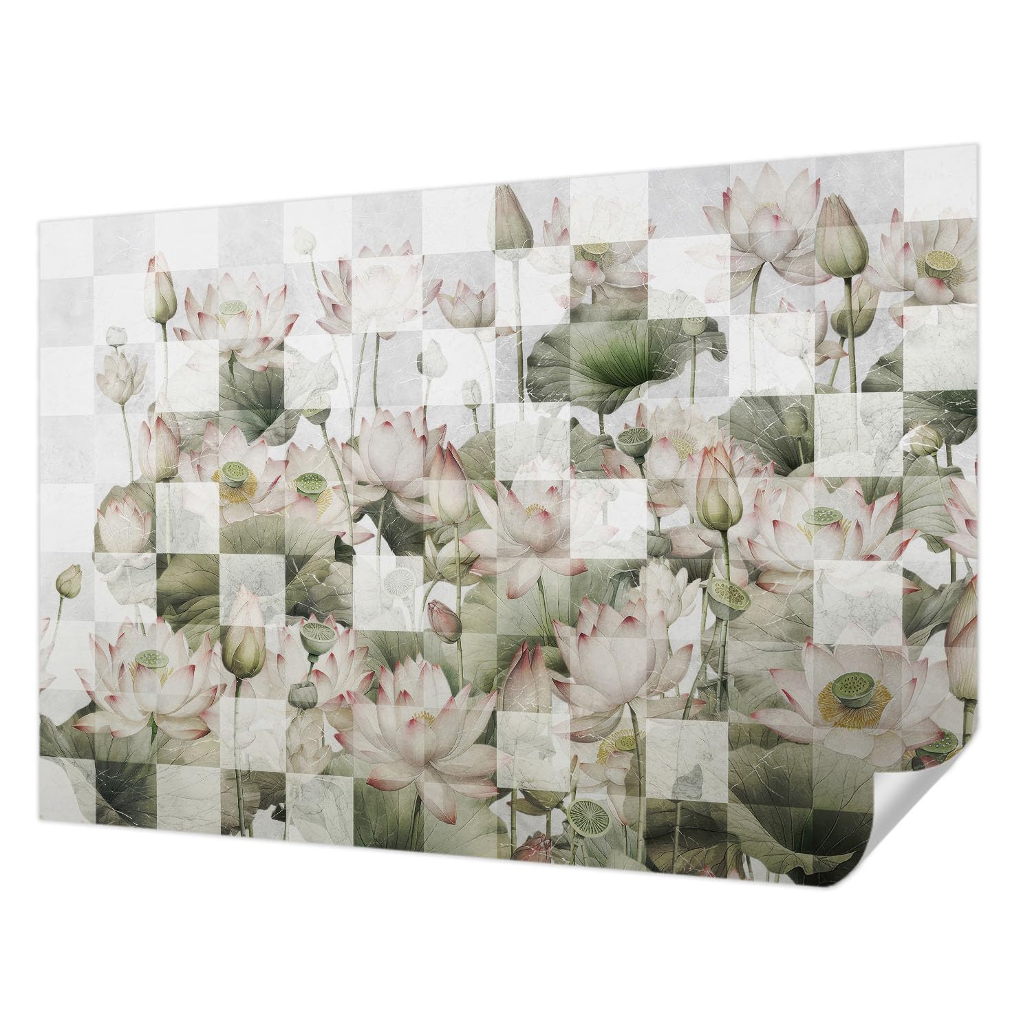 Décoration murale adhésive pour chambre et salon Tulup motif lotus 152x104 cm