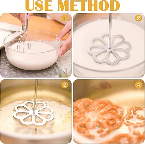 Miniatura 2 de Cabilock Molde antiadherente para aperitivos fritos con asa, moldes de gofres de hierro rosetón de flores, impresión de pasteles, rosetas timbales,