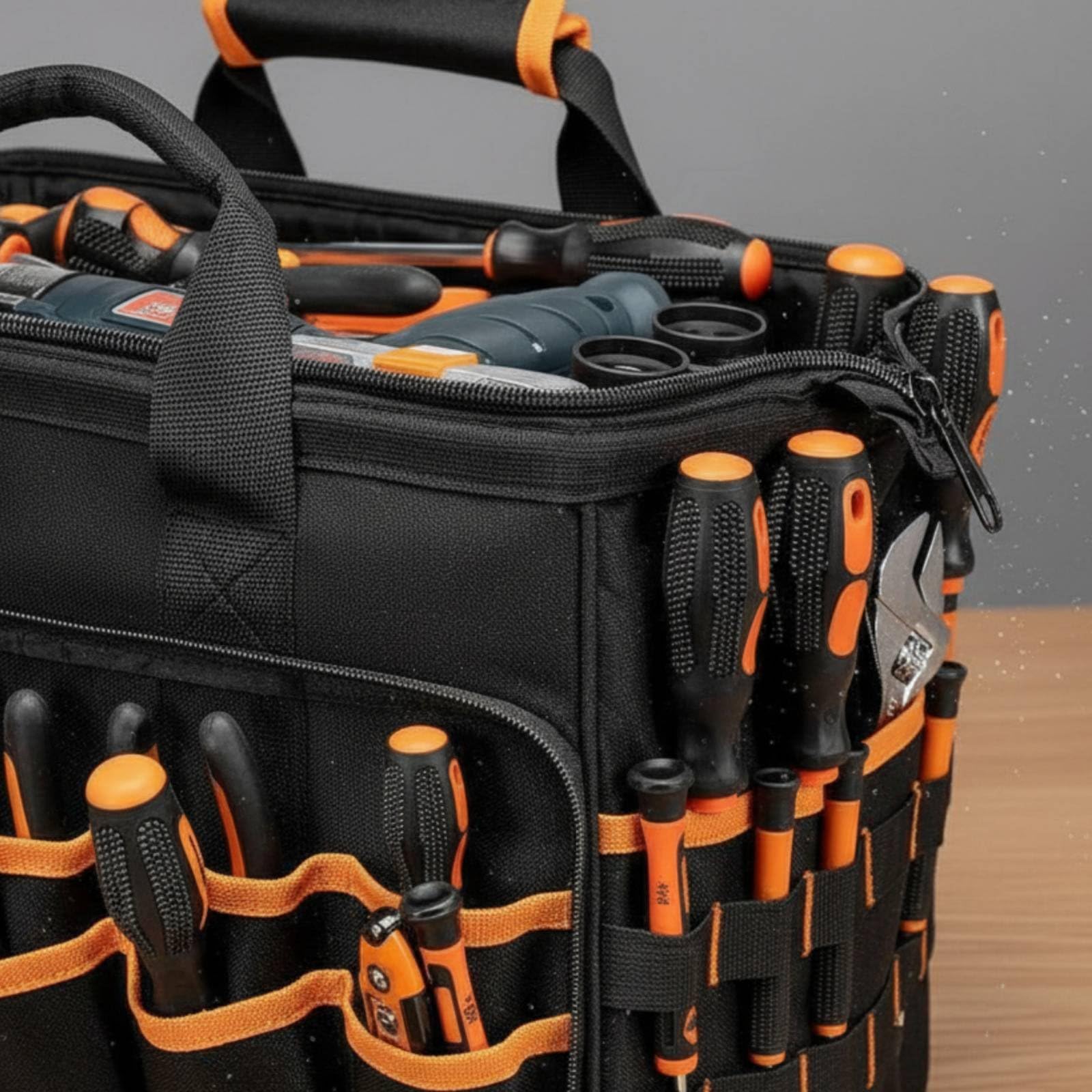 KESOTO Borsa Porta Attrezzi Pesante Borsa Attrezzi Borsa Organizer Valigetta Portautensili Custodia Strumenti con Manico Imbottito E Tracolla Regolabile 46