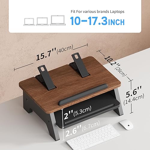 Miniatura 7 de Soporte para laptop de 2 niveles, elevador ajustable, accesorios organizadores de escritorio, refrigeración ventilada, soporte ergonómico para
