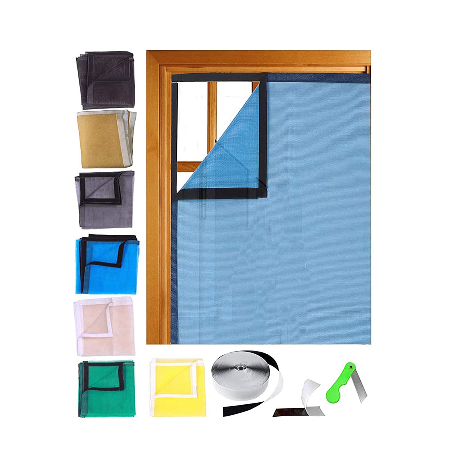 RED WIND 48 X 72 Inches_4 x 6 Feet_Stitched_Ready to Install_200 GSM_Fiber Glass Mosquito Net for Windows_Blue Color_with Self Adhesive Hook Tape and Cutter RWP56 (B0BK4RCL5M) Amazon Price History, Amazon Price Tracker