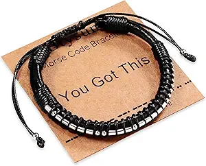 Inspirational Gifts for Men Morse Code Bracelets Mens Bracelets Graduation Gifts for Him Fathers Day Adjustable Leather Bracelet Motivational Birthday Annivesary Jewelry Stocking Stuffers for Men