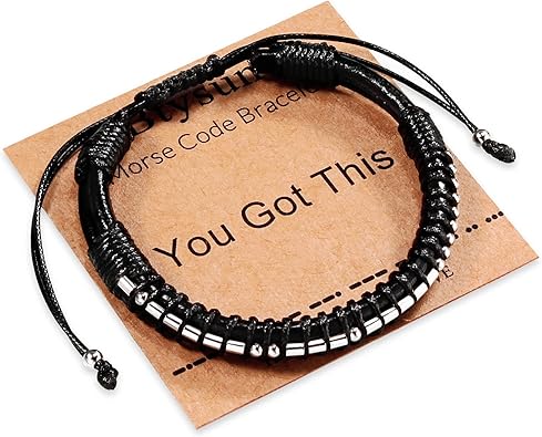 Inspirational Gifts for Men Morse Code Bracelets Mens Bracelets Graduation Gifts for Him Fathers Day Adjustable Leather Bracelet Motivational Birthday Annivesary Jewelry Stocking Stuffers for Men
