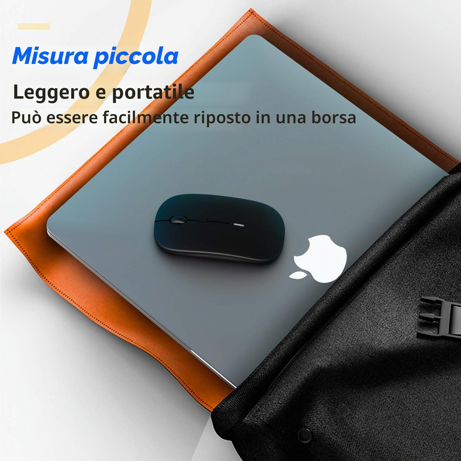 Mouse wireless silenzioso USB senza fili, sottile, ricaricabile, 10 m di distanza, 1600 DPI, 3 livelli di regolazione, silenzioso, per casa e ufficio per Windows, Mac OS e Linux, nero