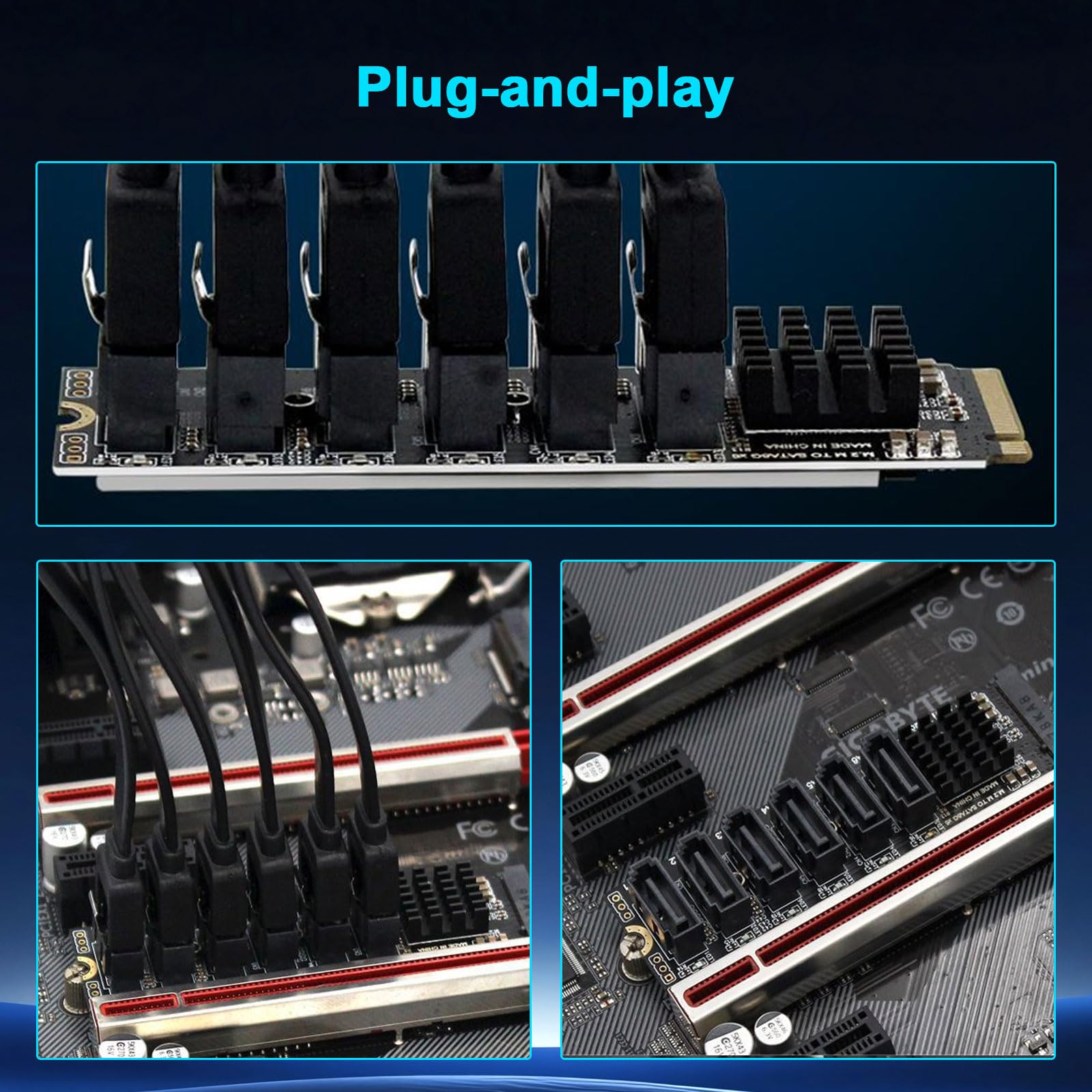 Scheda di espansione M.2 a SATA3.0, 6 porte SATA 3.0 controller PCIe per chip ASM1166, 6 x SATA3.0 6 Gbps, scheda adattatore PCIE3.0 X2 16 Gbps