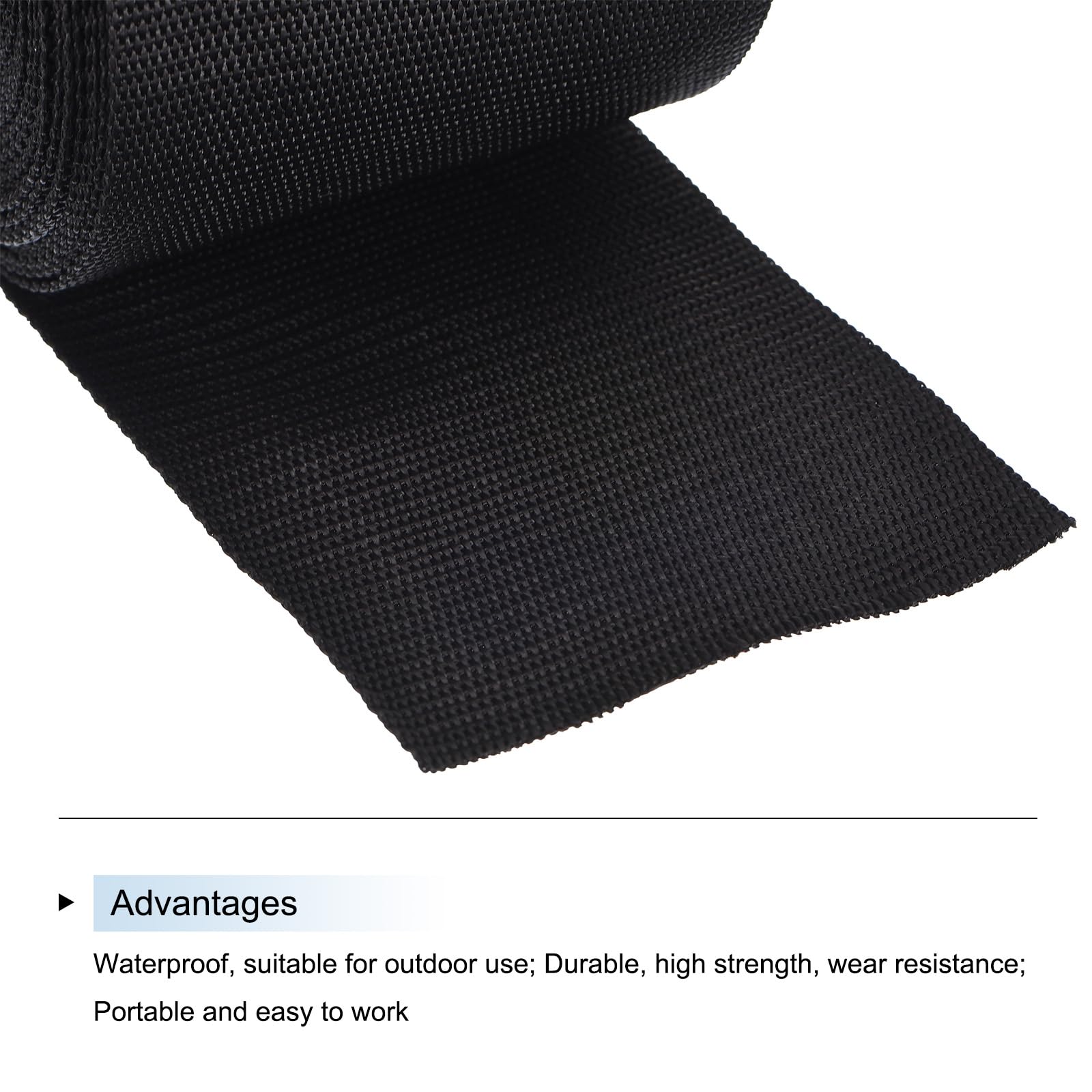 QUARKZMAN Sangle Légère en Polypropylène de 100 mm (4") 10 Yards pour Bandoulière de Sac à Dos Noire pour Bagages et Cargaisons en Extérieur