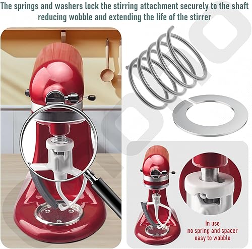 Miniatura 5 de Resorte y arandela de acero inoxidable 304 para mezcladores Kitchenaid de 3.5 cuartos a 7 cuartos de galón (excluidos los modelos mini). Protege y