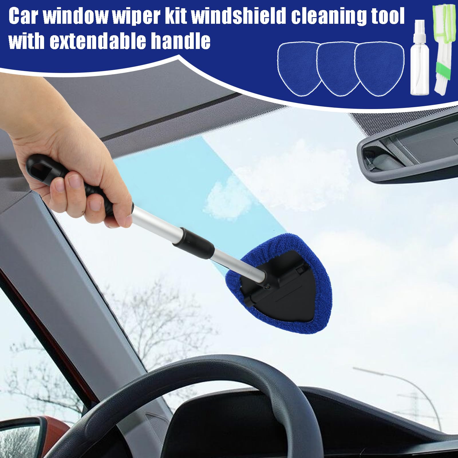 Auto Accessory Effektiver Autoscheiben Innenreiniger Windschutzscheiben Reiniger Auto Fensterreiniger, Scheibenreiniger für klare Sicht Frontscheiben Reiniger Innen Auto Fensterwischer