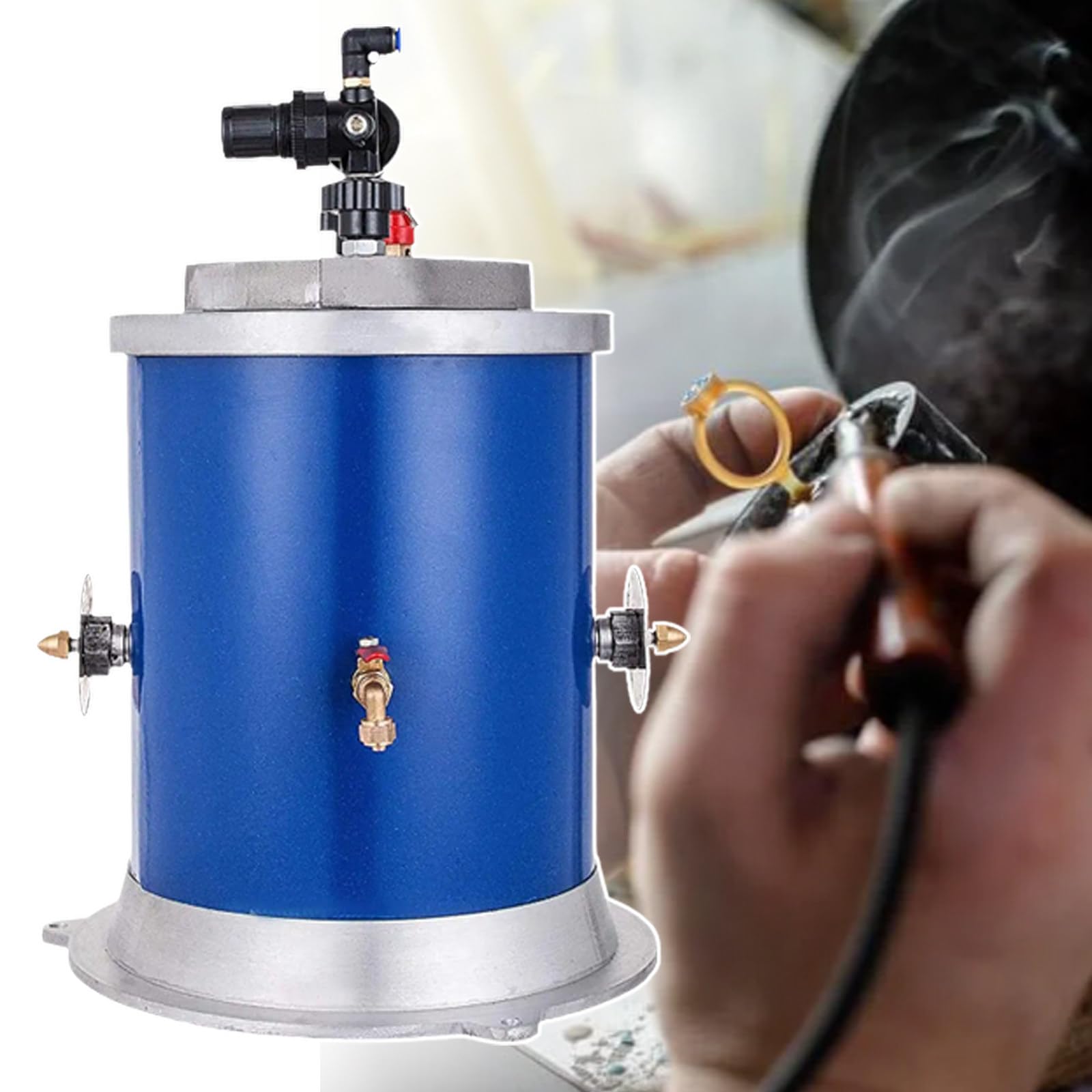 SENJINGHUA 1.5L Round Wax Casting Machine, 86-230°F Temperature Adjustable Jewelry Wax Injection Tool, 2 Nozzles Integrated Wax Melting Furnace,110V