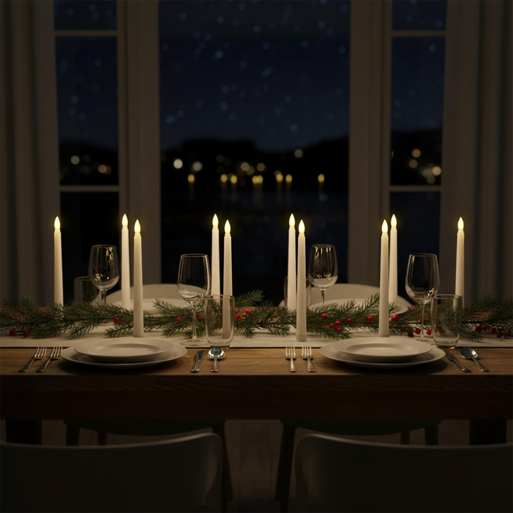 20 candele coniche a LED bianche da 24 cm, senza fiamma, con effetto fiamma tremolante, candele elettroniche a batteria, per decorazioni nuziali