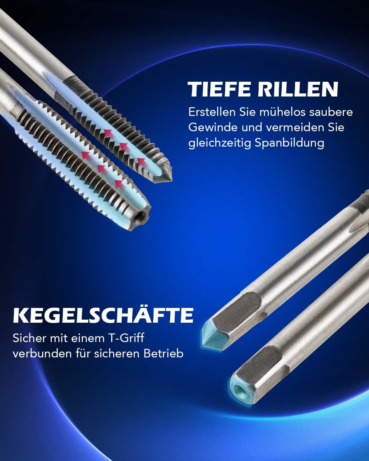 Orion Motor Tech Gewindeschneider Set 40 tlg. Gewindeschneidsatz Metrisch M3-M12 Gewindebohrer und Schneideisen für DIY Heimwerker zum Gewindeschneiden und Nachschneiden von Innen- und Außengewinden