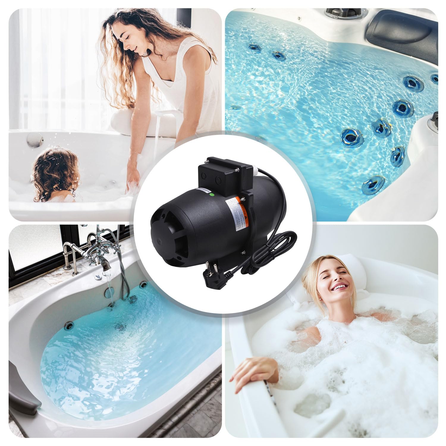 AQUADE Ventola per vasca idromassaggio, soffiatore d'aria per ventilatori idromassaggio: 700 W + riscaldamento 300 W + ozono