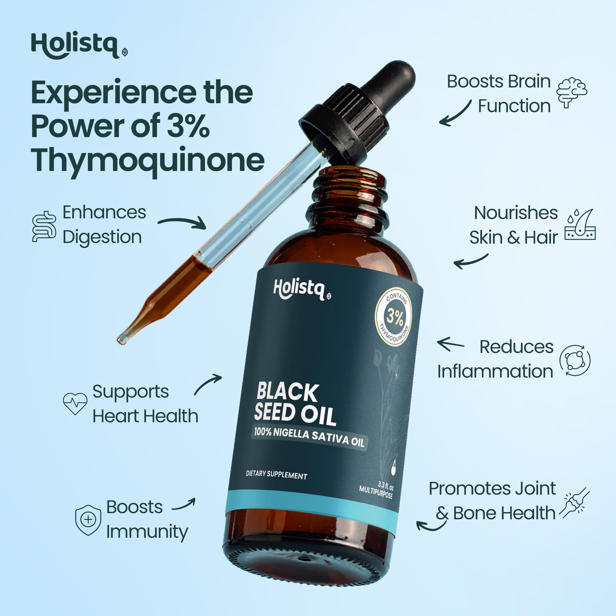 Black Seed Oil Drops, Organic Cold Pressed, 3% Thymoquinone — Amazon image 3