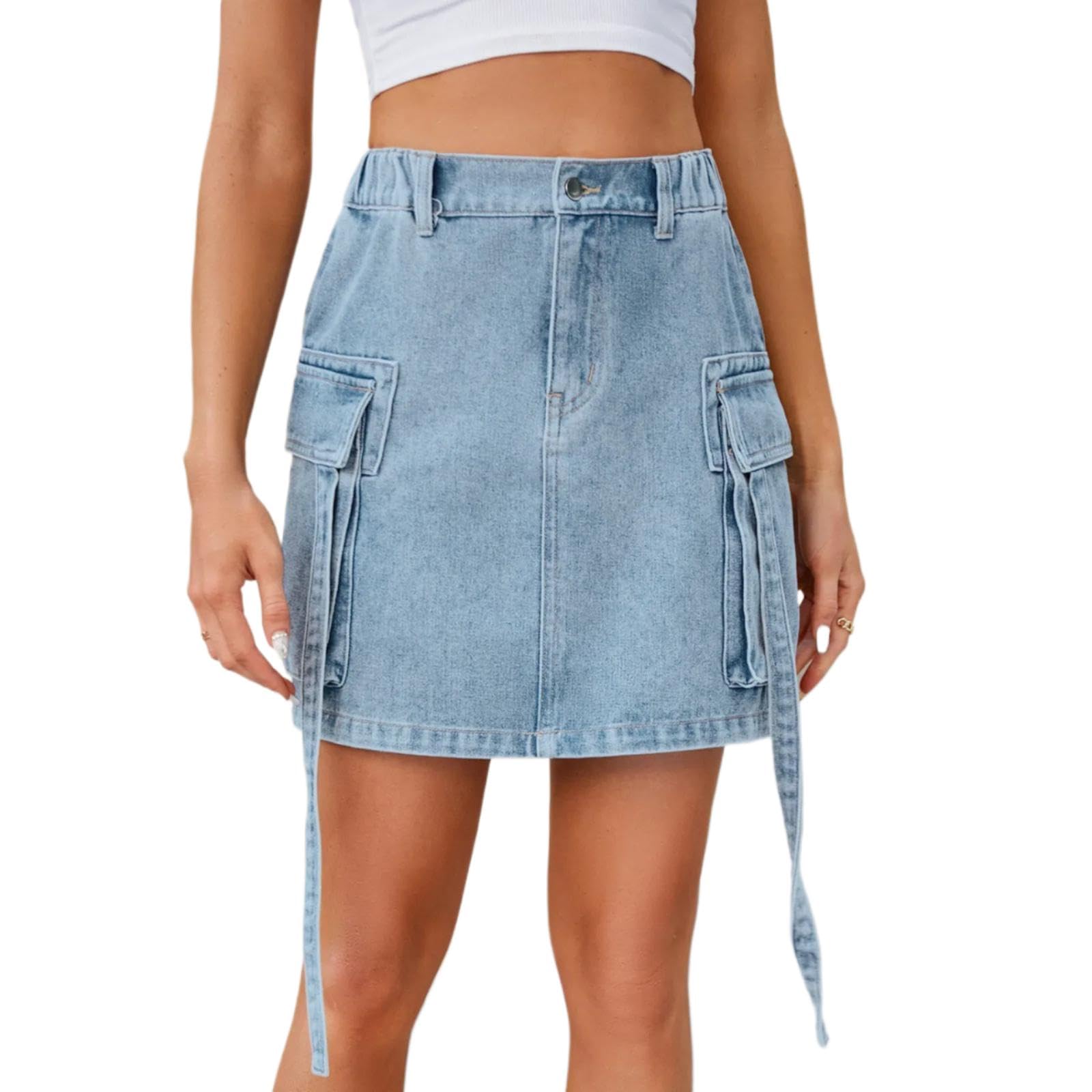 Rock Damen Langer Taille Skirt Linie Falten Damen Jeansrock Jeansrock Rock Mit Hoher Taille