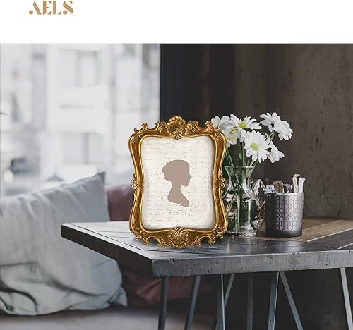 Vista 6 de AELS 8x10 Inch Vintage Picture Frame, Elegant Antique Photo Frames with Glass Front, Photo Display, Tabletop Wall Hanging, Gift Ideas
