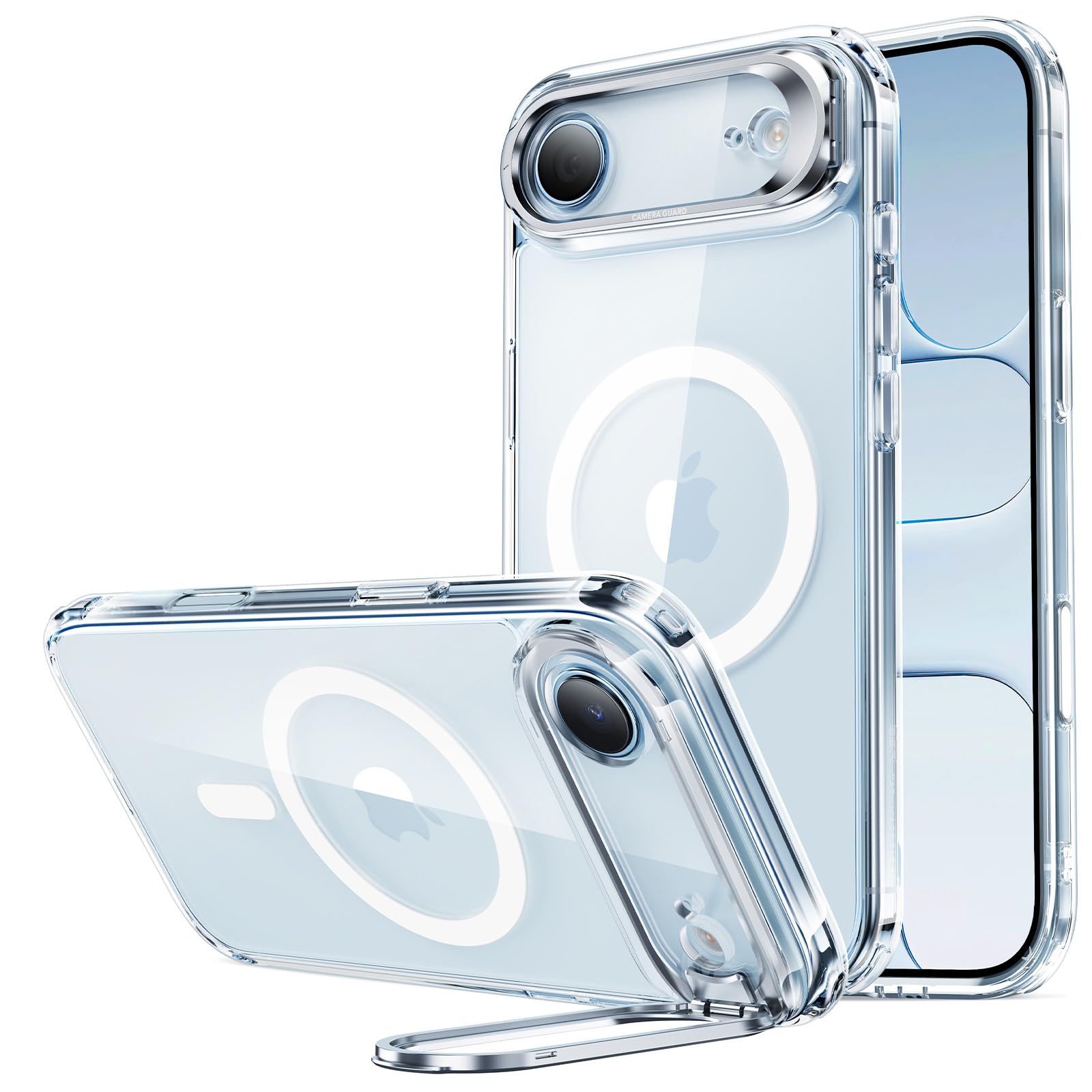 ESR für iPhone Air Hülle, Kamerasteuerung, kompatibel mit MagSafe, Militärnorm Schutzhülle, integrierter Versteck Ständer Handy Case, Kratzfeste Rückseite, Classic Serie, Klar