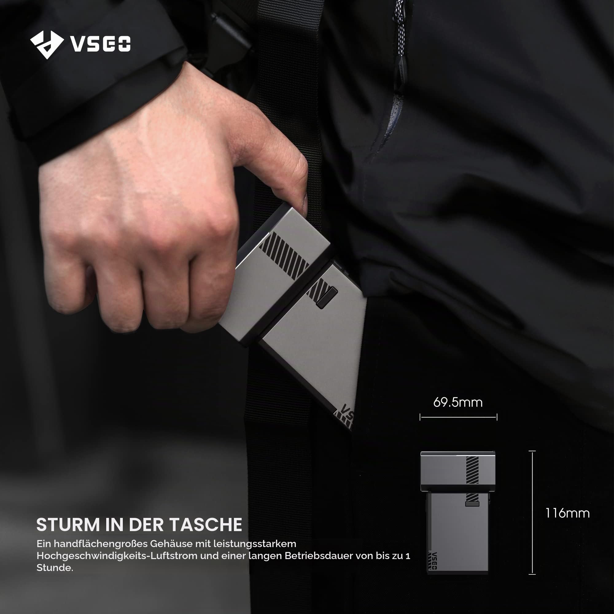 VSGO Elektronisches Luftgebläse Tragbarer wiederaufladbarer elektrischer Luftreiniger 100000 U/min Palm Turbo-Gebläse für Kamera, Objektiv, Tastatur, Laptop, Drohnenreinigung