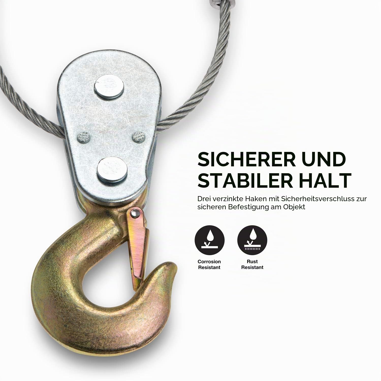 NEIKO 02256A Come Along Seilwinde, 5 Tonnen (4,5 kg) Zugkapazität, 3 Fuß, 3 Haken, robustes Stromkabel mit Doppelzahnrädern, Handwindenkabel, Automobilhebewindenabzieher, Recovery Gear
