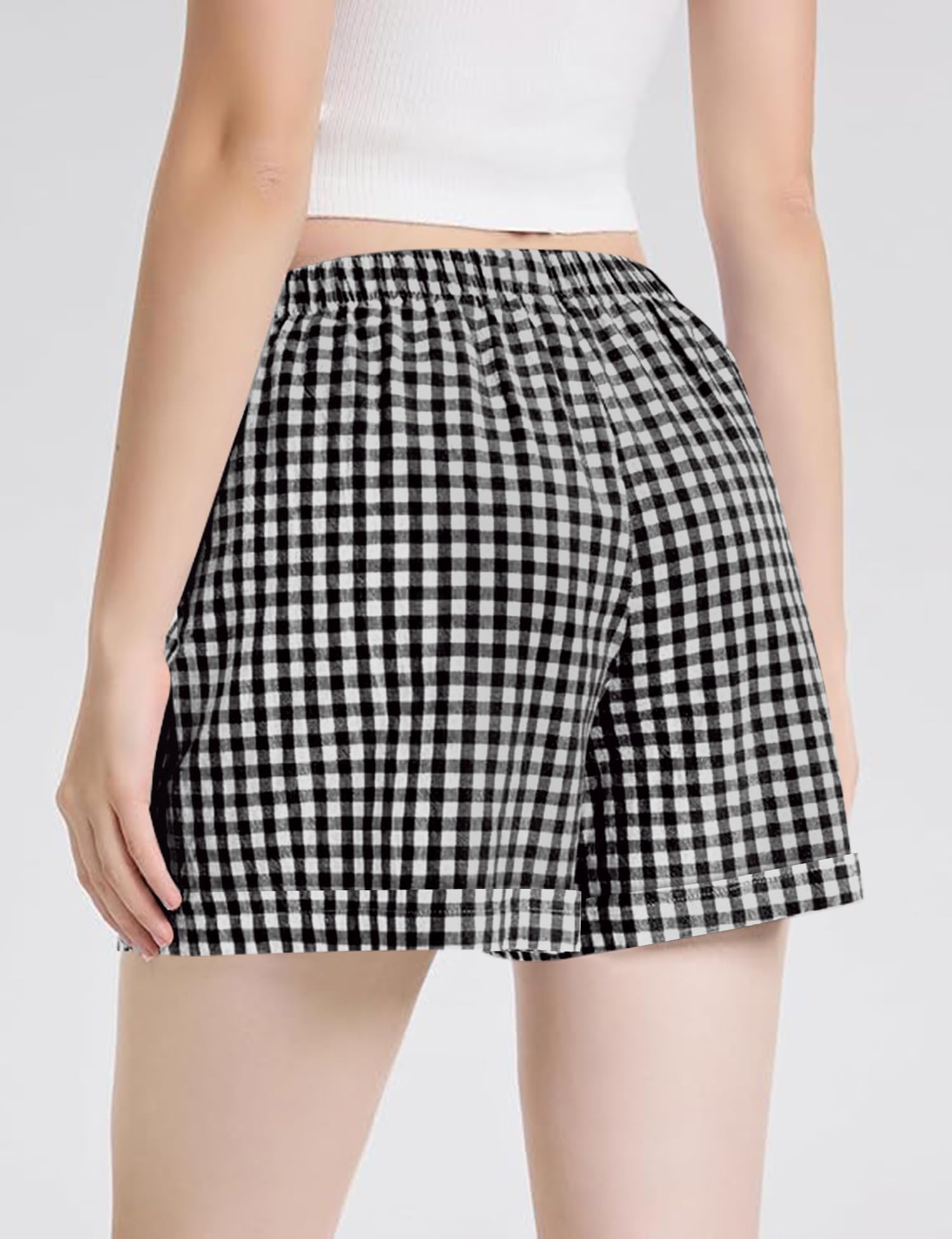 Rapbin Kurze Hose Damen Sommer Elastischer Bund Freizeitshorts Baumwolle Leicht Lässige Shorts mit Taschen für Urlaub Strand