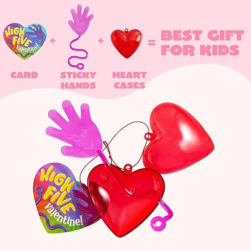 Miniatura 4 de JOYIN Paquete de 28 manos adhesivas para el día de San Valentín con tarjetas, regalo de intercambio en el aula para niños, premios de recompensa en