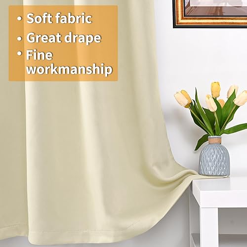Miniatura 5 de YoungsTex Cortinas 100% opacas para sala de estar de 84 pulgadas de largo, 2 capas gruesas, con aislamiento térmico, cortinas de oscurecimiento de