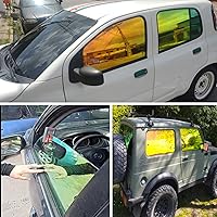 Vista 3 de XhuangTech Película de protección solar para ventana lateral de automóvil, película de protección solar verde dorado camaleón, 76% VLT para ventana