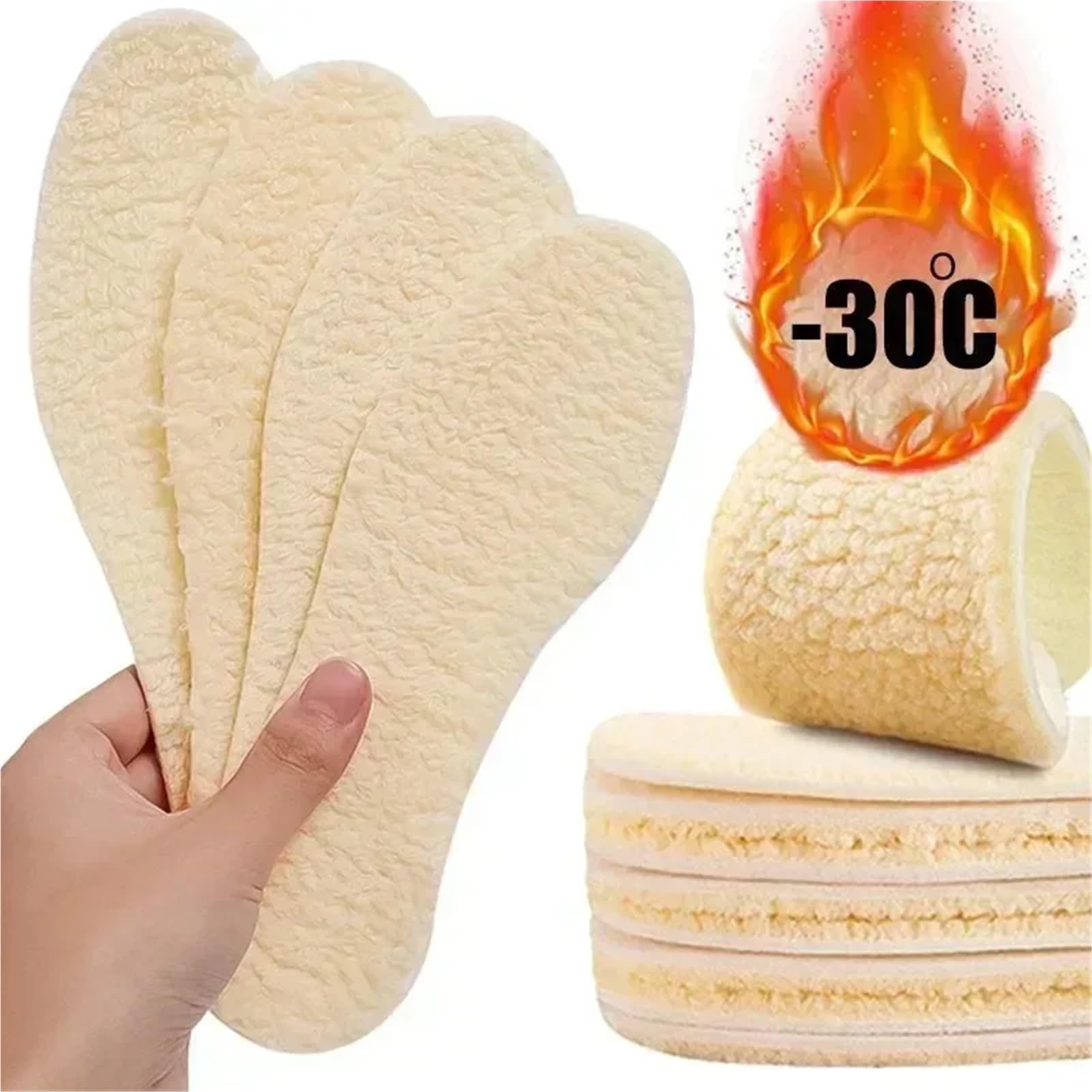 Lot de 10 paires de semelles chaudes réglables avec polaire et coton épais confortable pour bottes de neige