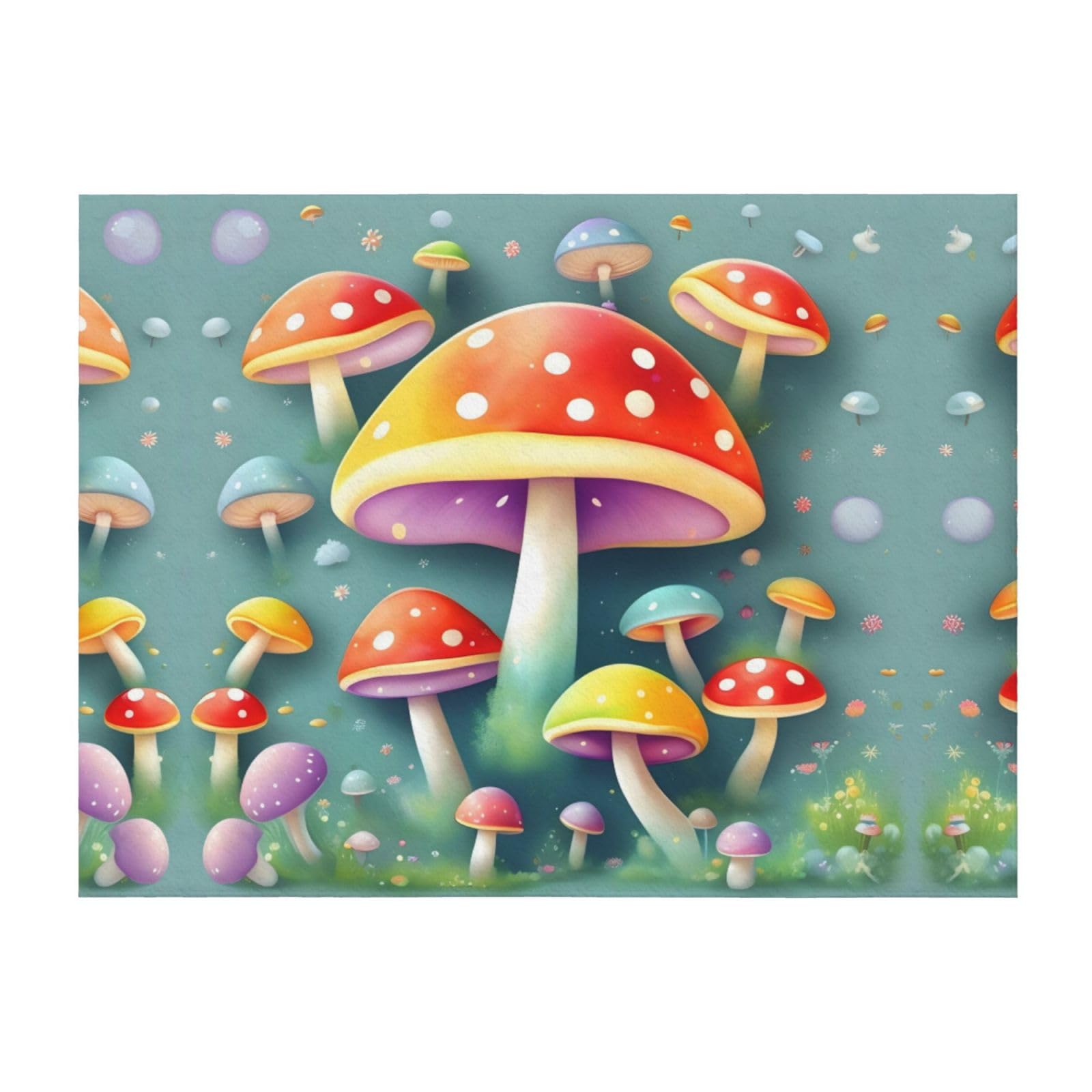 Couverture polaire douce à offrir motif champignons colorés PHAYAH