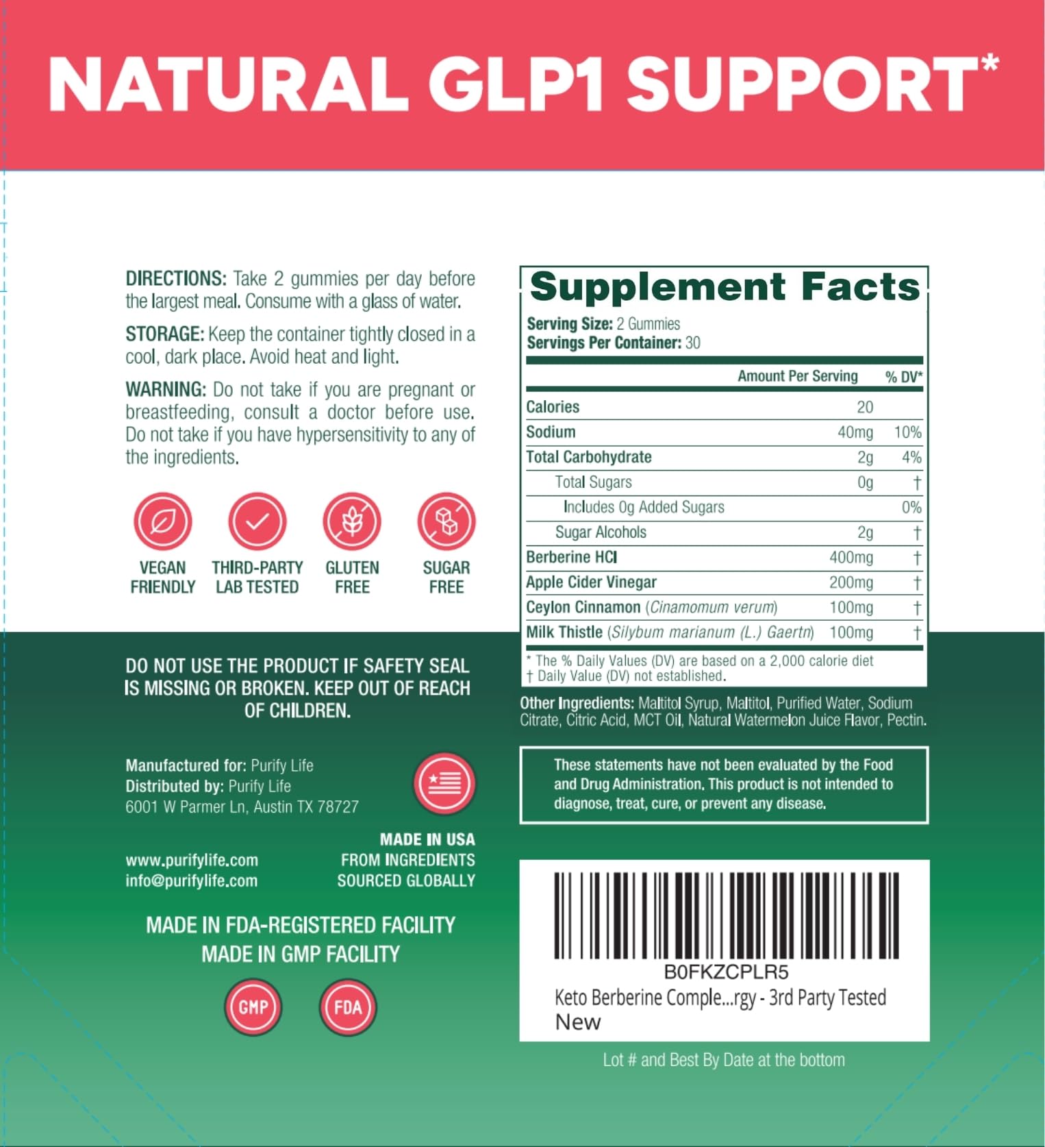 Sugar-Free Berberine Gummies GLP-1 Support Supplement for Digestive Balance — Amazon image 9