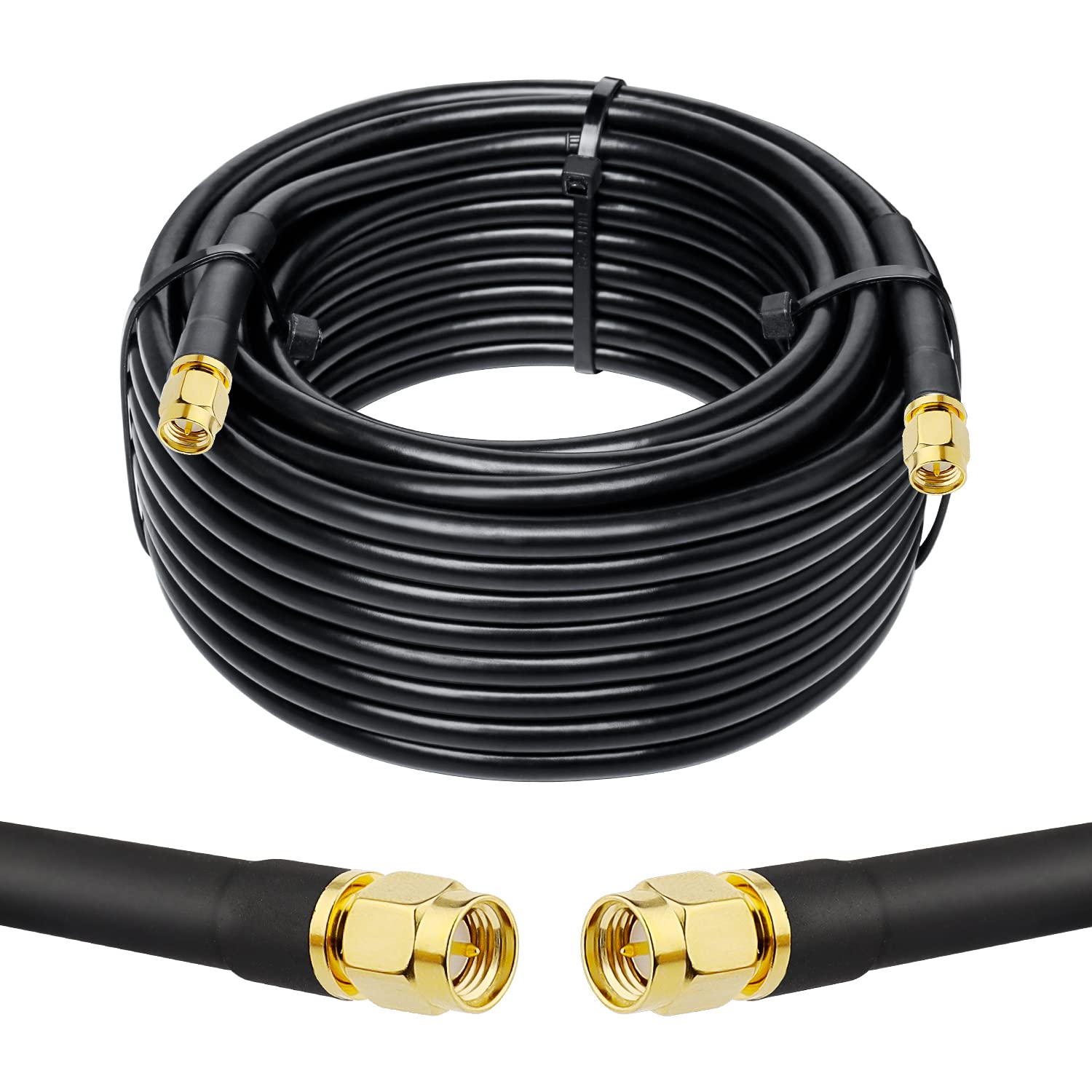 Câble coaxial SMA mâle vers SMA mâle 50 ohm KMR240 - Câble d'extension d'antenne à faible perte avec connecteur SMA pour équipement réseau 3G/4G/5G/LTE, GPS, radio RF vers antenne (9,5 m)