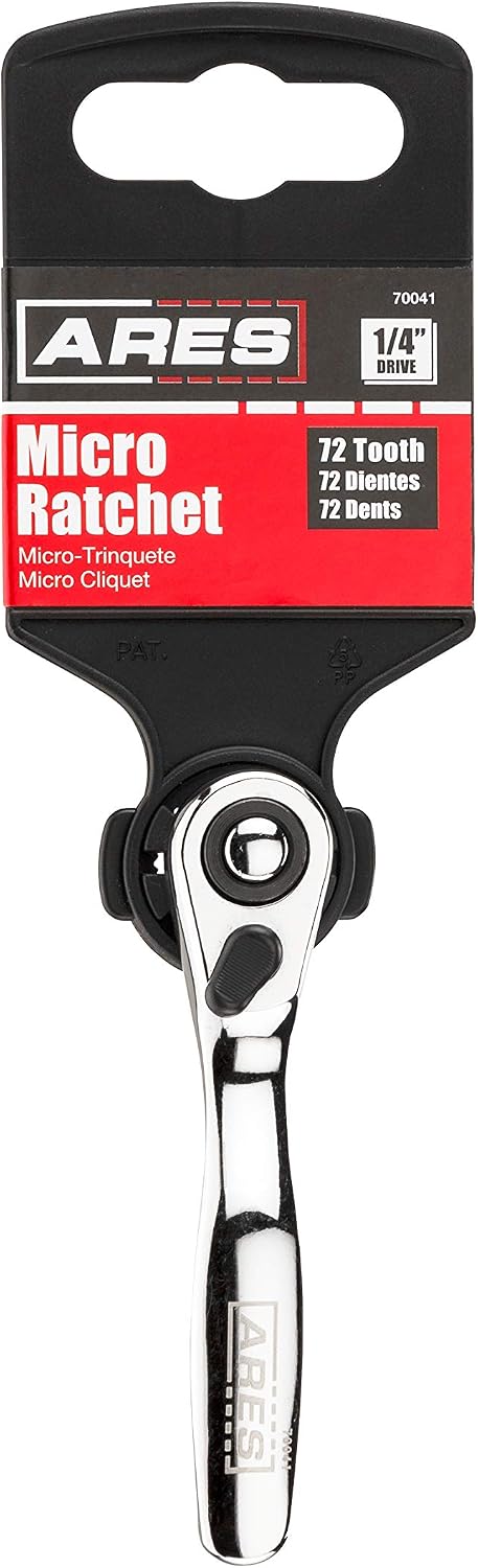 ARES 70041-1/4-Inch Drive High Torque Offset Quick Release Micro Ratchet - 72-Tooth Gearhead with 5 Degree Sweep