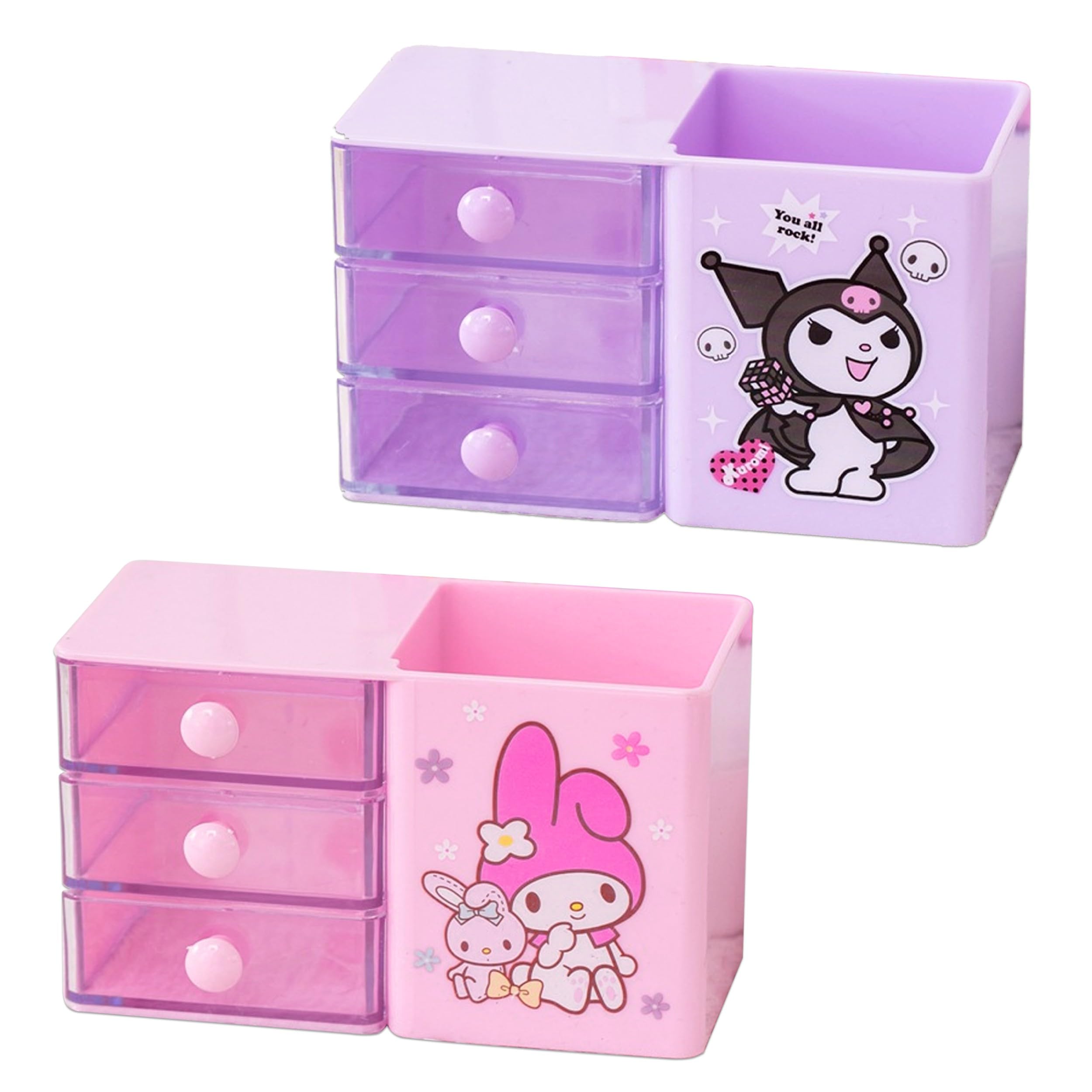 Roffatide Anime Melody Kuromi Desktop Desk Office Supplies Container Pen Holder for Desk Cute Pencil Cup Pot Makeup Brush Holder Mini Box — image 1