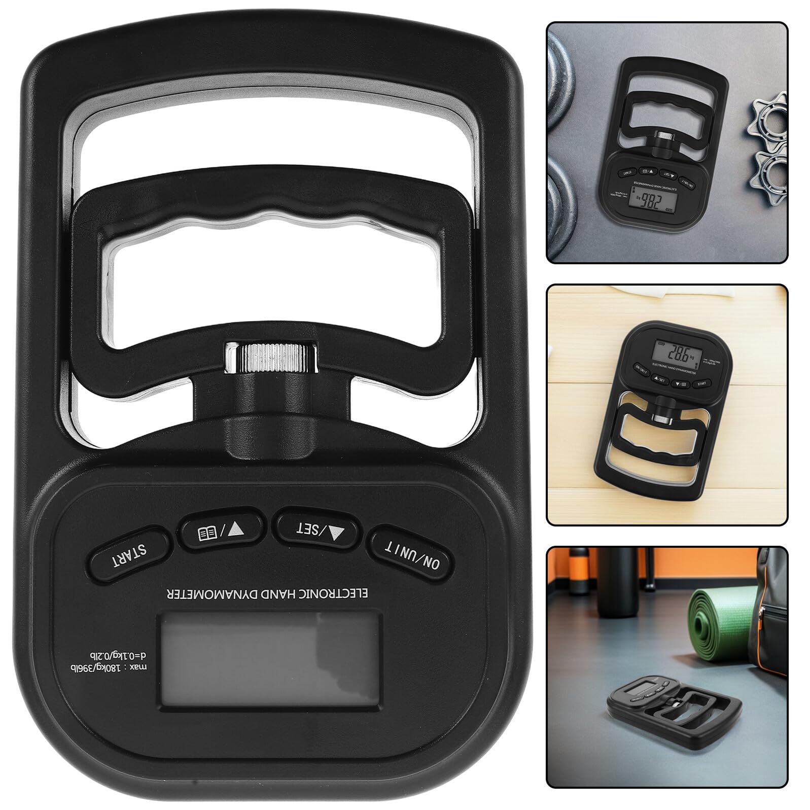 Dinamómetro de Agarre Manual Digital Recargable 180 Kg con Pantalla LCD, Medidor de Fuerza para Entrenamiento Deportivo en Gimnasio y Rehabilitación, Equipo Portátil para