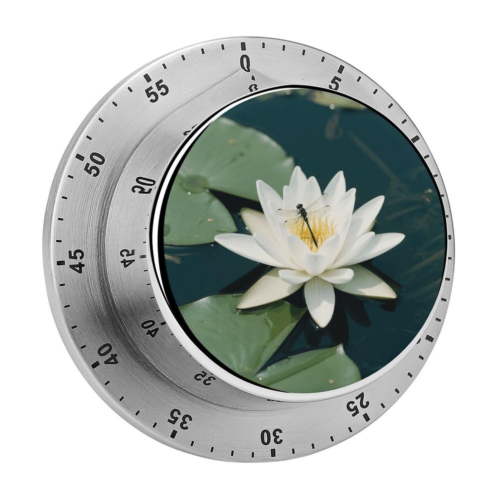 Lotus and Dragonfly Timers Kitchen Chef Cooking Timers Portable Countdown Alarm Loud Countdown Clock Waterproof Stainless Steel Timer Compact 60-Minute Mechanical Timer Daily Use