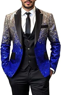 Mens Sequins Blazer Formal Business Host Stylish Suit Jacket for Wedding Party Dinner Fashion One Button Sport Coat