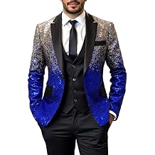 Sequin Blazer Jacket for Men UK Sparkly Glitter Metallic Shiny Coat Men's Elegant Notch Lapel Jackets Banquet Tuxedo Slim Fit Festive Fancy Dress Carnival Party Club Wedding Prom Dinner
