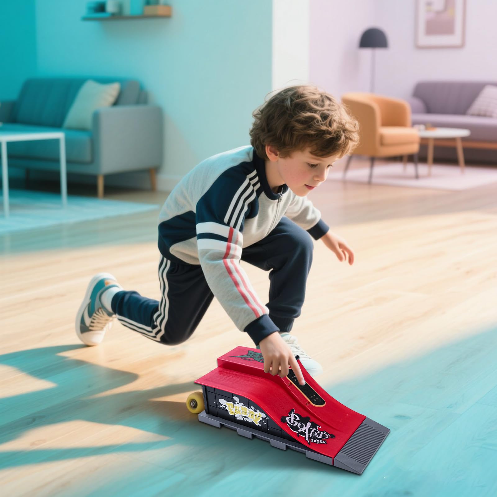 BuyWeek Kit Rampa per Skateboard per Dita Skateboard da Dito, Mini in ABS per Bambini Allenamento