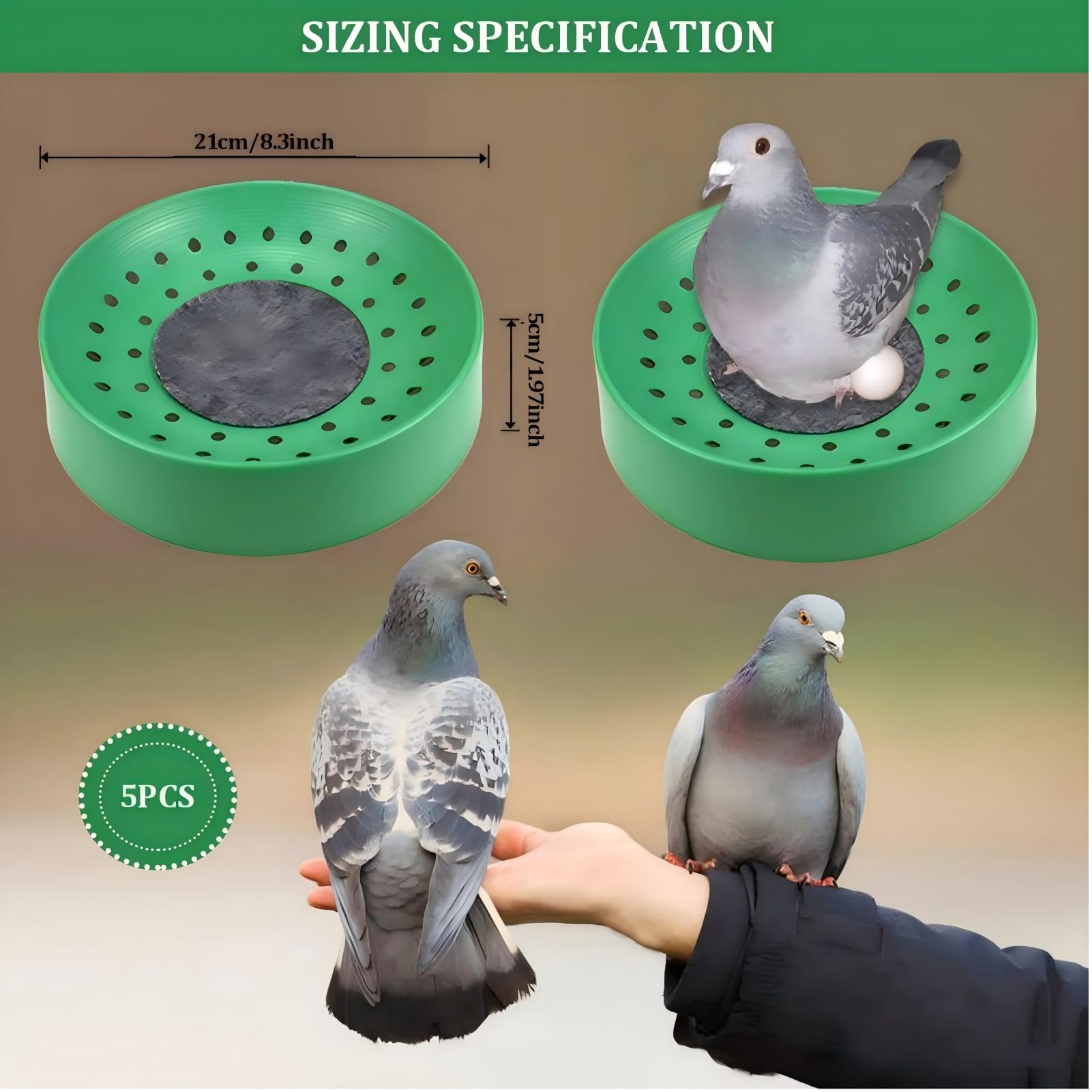 5 Pièces Nids d'oiseaux en Plastique Bol De Nidification d'oiseaux Bol D'élevage D'oeufs D'oiseau Respirant Nid D'élevage De Pigeons avec Tapis pour Colombes Cailles Et Petits Oiseaux