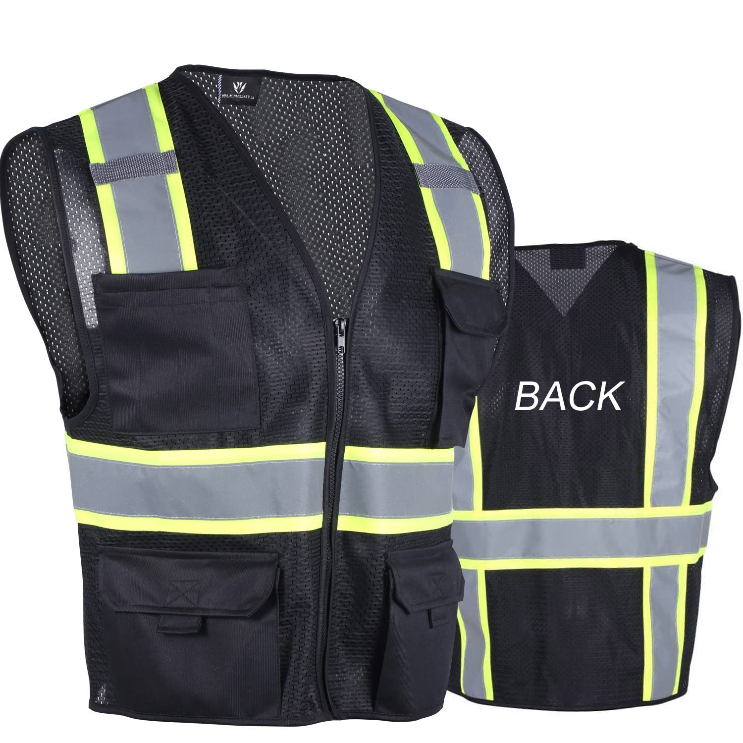 Buy Safety Vest for Men Reflective with 8 Pockets and Zipper, High