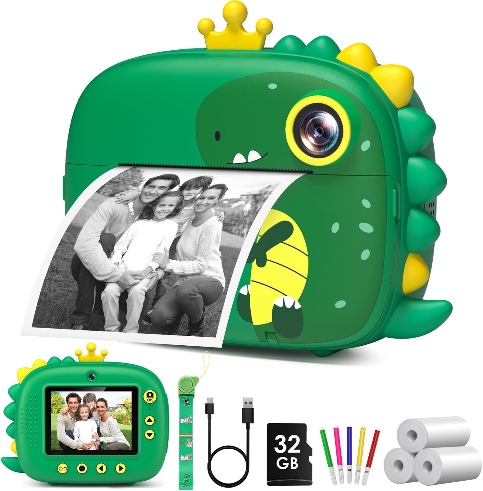 Kids Instant Camera for 3-8 Toddlers Boys Girls Christmas Birthday Gifts 2.4 Inch Screen 12MP / 1080P HD Video Camera Baby Instant Print Digital Camera