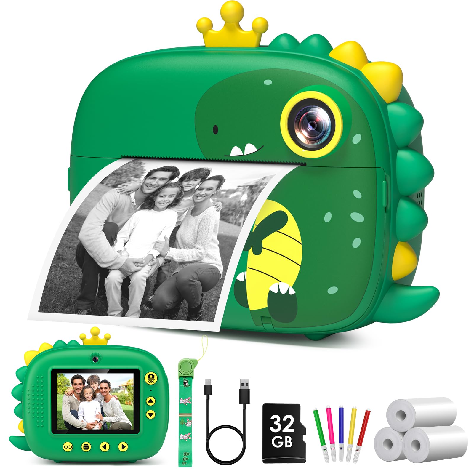 Kids Instant Camera for 3-8 Toddlers Boys Girls Christmas Birthday Gifts 2.4 Inch Screen 12MP / 1080P HD Video Camera Baby Instant Print Digital Camera