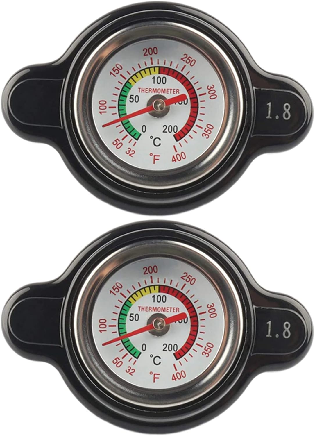 2X High Pressure Radiator Cap with Temperature Gauge, 1.8 Bar Radiator Cap 25.6Psi