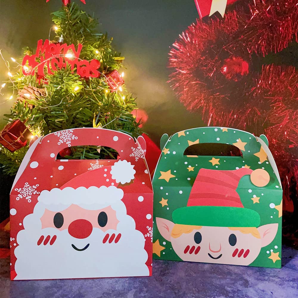 LEMESO Scatole Natalizie Regalo a Forma di Casetta Scatole Cartone Regalo Natale Scatoline Natalizi 24 Pz Confezioni Regali Natale Scatole Per Biscotti Caramelle
